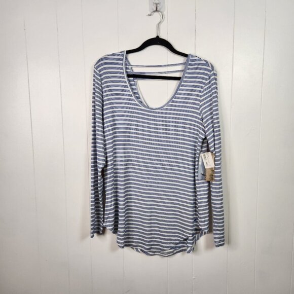 Kavu Sunridge Nautical Stripe Long Sleeve Top T-Shirt Blue New NWT Womens Small - Picture 2 of 10